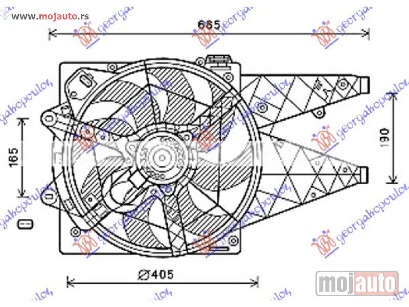 Glavna slika -  VENTILATOR KOMPLET (1.6/2.0 JTD) (+AC) Fiat doblo 09-15 -dostupno - MojAuto