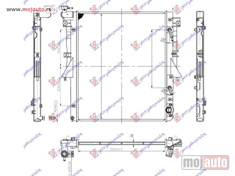Glavna slika -  HLADNJAK MOTORA 2.4 DI-D DIZEL (AUTO) (4N15) (525x643x16) Fiat fullback 16- -dostupno - MojAuto