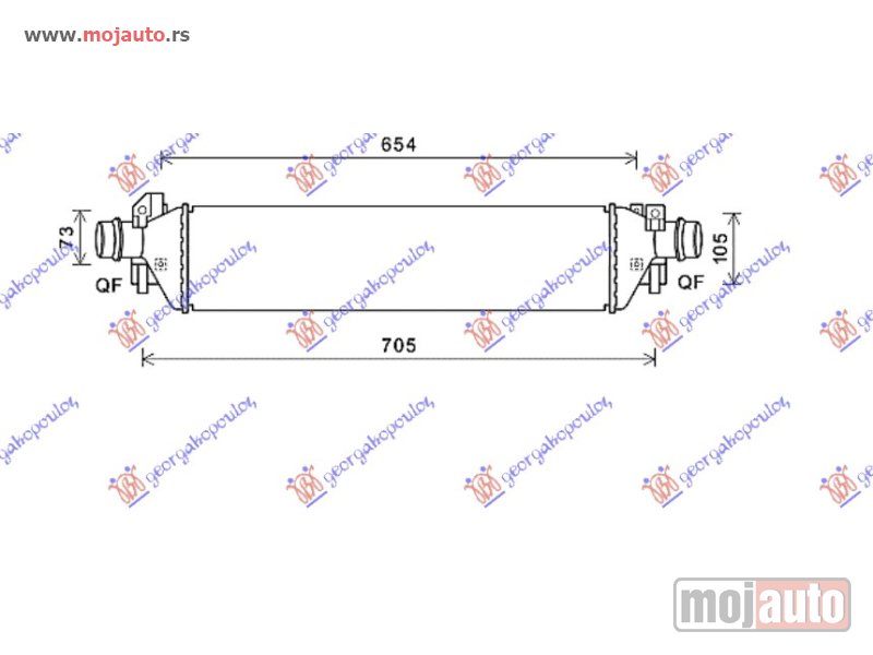 Glavna slika -  HLADNJAK INTERKULERA 1.6 CDTi 1.7 TDi (570x148x62) Chevrolet trax 13- -dostupno - MojAuto