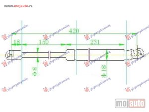 NOVI: delovi  AMORTIZER GEPEK VRATA (420L-450N) Hyundai i20 12-14 -dostupno