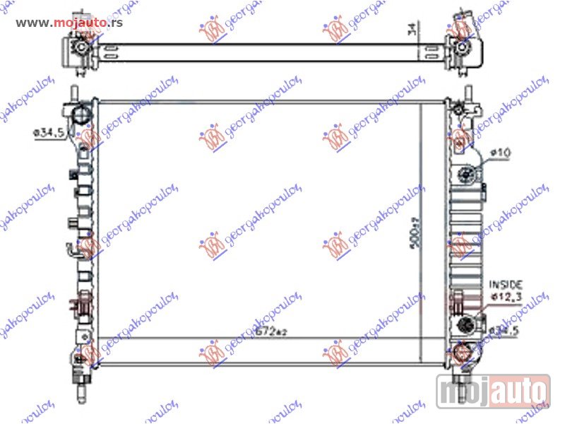 Glavna slika -  HLADNJAK MOTORA 2.2 TDCi DIZEL (AUTO) (670x500x34) Chevrolet captiva 12- -dostupno - MojAuto