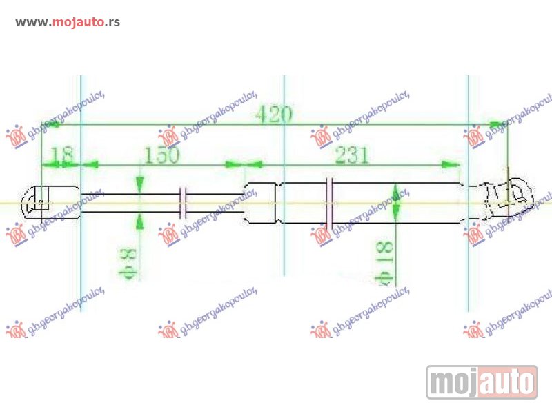 Glavna slika -  AMORTIZER GEPEK VRATA (420L-450N) Hyundai i20 12-14 -dostupno - MojAuto