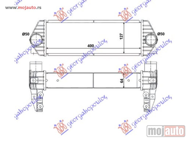 Glavna slika -  HLADNJAK INTERKULERA 1.8 Di-TDCi DIZEL (400x130x65) 07- Ford transit connect 10-13 -dostupno - MojAuto