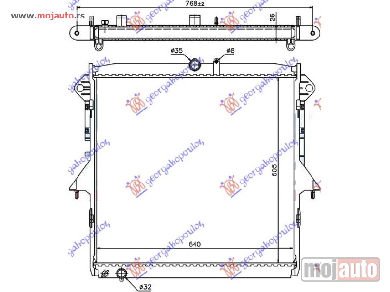 Glavna slika -  HLADNJAK MOTORA 2.5 BENZIN (MAN/AUTO) (605x640) Mazda p/u 2/4wd bt-50 13- -dostupno - MojAuto
