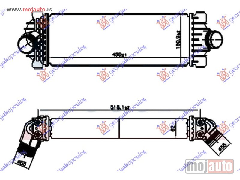 Glavna slika -  HLADNJAK INTERKULERA 2.0 TDCi DIZEL (450x160x62) Ford transit/tourneo custom 18-23 -dostupno - MojAuto