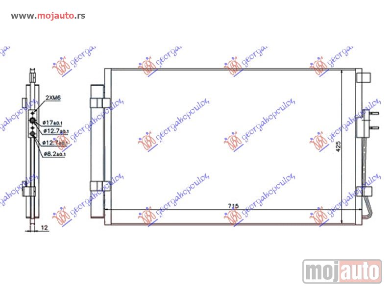 Glavna slika -  HLADNJAK KLIME 2.4 16V GDI 3.3i BENZIN (680x430x12) (HALLA TIP) Hyundai santa fe 12-16 -dostupno - MojAuto