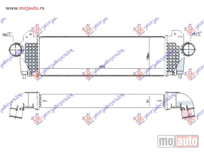 Glavna slika -  HLADNJAK INTERKULERA 3.0 TD (600x190x64) Iveco daily 11-14 -dostupno - MojAuto