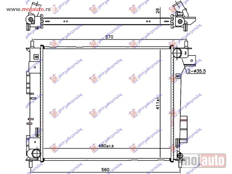 Glavna slika -  HLADNJAK MOTORA 1.6 CRDI (MAN) (48.0x41.1x2.6) Kia soul 13-16 -dostupno - MojAuto