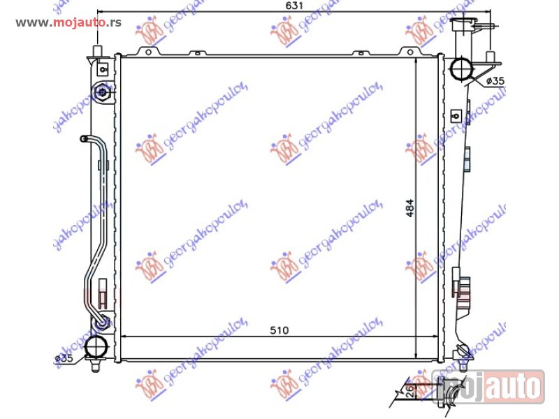 Glavna slika -  HLADNJAK MOTORA 2.0/2.2 CRDi MAUELNI/AUTO (51x48.3x26) Kia sorento 12-14 -dostupno - MojAuto