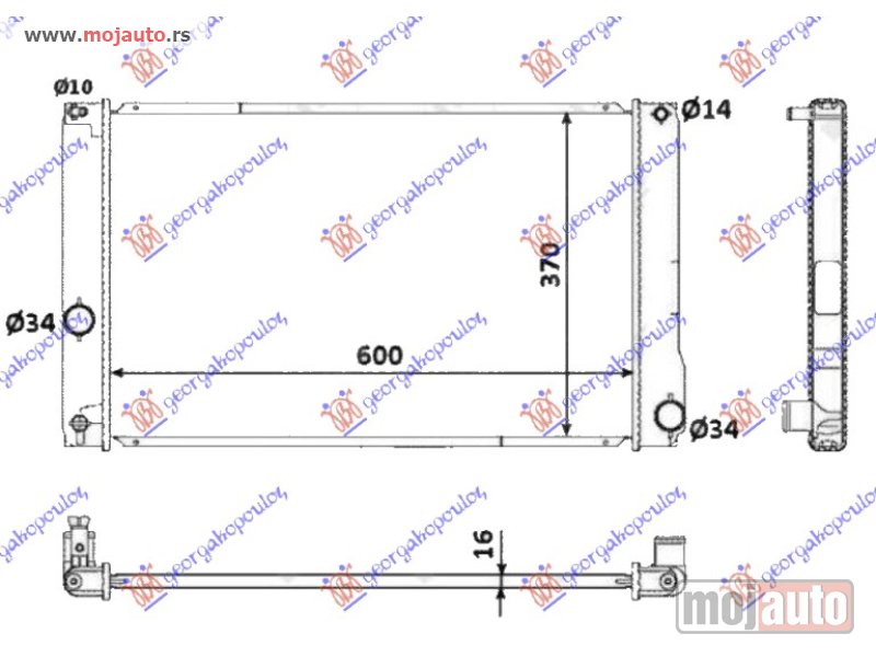 Glavna slika -  HLADNJAK MOTORA 1.8 HIBRID (AUTO) (60x35x16) Lexus ct 200h 14- -dostupno - MojAuto