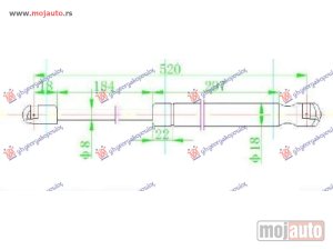 NOVI: delovi  AMORTIZER GEPEK VRATA (520L-370N) Dacia logan-mcv 05-08/p.up-van 09-12 -dostupno