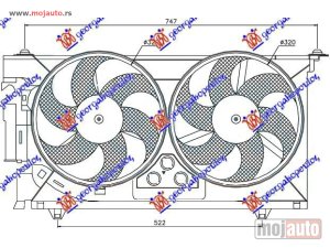 Glavna slika - VENTILATOR KLIME (MOTOR+ELISA) BENZIN/DIZEL (340mm) Peugeot 306 96-99 -dostupno - MojAuto