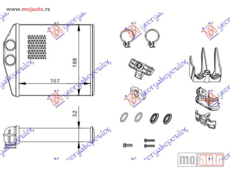 Glavna slika -  GREJAC KABINE (167x168) (KOMPLET) Opel corsa c 00-06 -dostupno - MojAuto