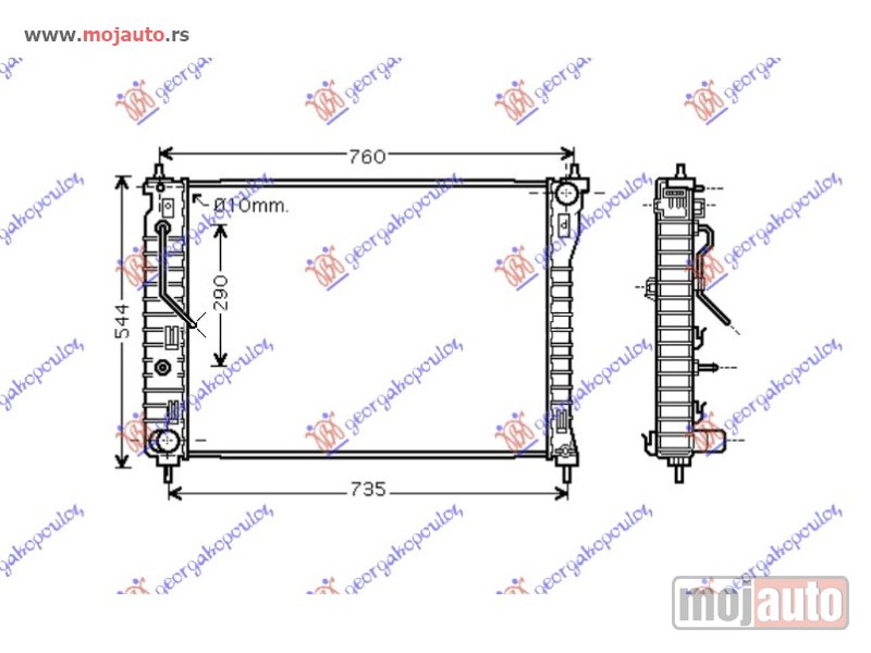 Glavna slika -  HLADNJAK MOTORA 2.4i 16V 3.2i 24V (MAN/AUTO) (67x51x27) Opel antara 06-15 -dostupno - MojAuto