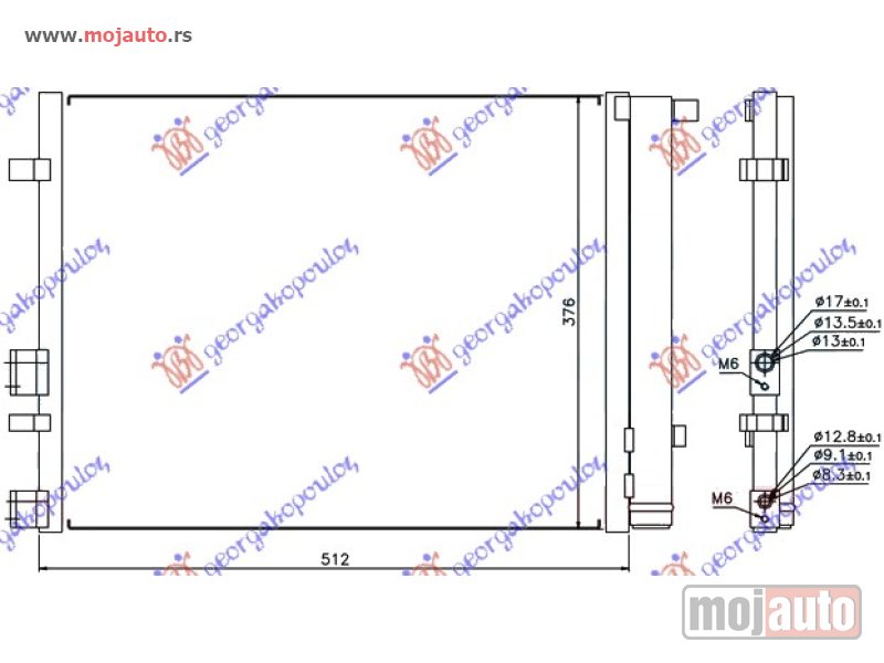 Glavna slika -  HLADNJAK KLIME 1.4/1.6 CRDi DIZEL (470x380x16) Hyundai i20 08-12 -dostupno - MojAuto