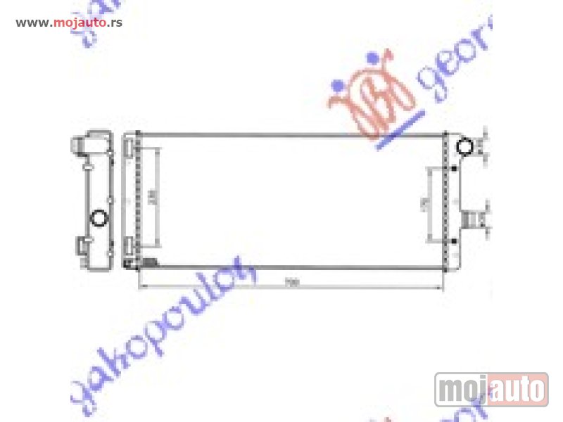 Glavna slika -  HLADNJAK MOTORA 1.9 DIZEL (+AC) (70x30.6x38) Fiat punto 99-03 -dostupno - MojAuto