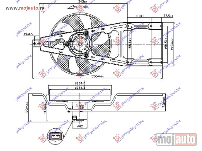 Glavna slika -  VENTILATOR KOMPLET (-AC) Fiat seicento 98-01 -dostupno - MojAuto