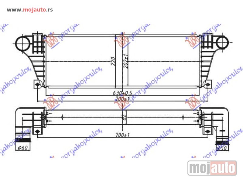 Glavna slika -  HLADNJAK INTERKULERA 2.5-2.8 TD (630x217x63) Iveco daily 90-00 -dostupno - MojAuto