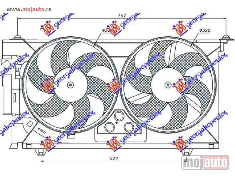 Glavna slika -  VENTILATOR KLIME (MOTOR+ELISA) BENZIN/DIZEL (340mm) Peugeot 306 96-99 -dostupno - MojAuto