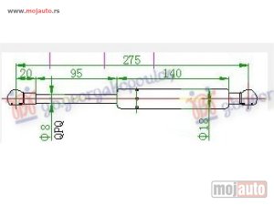 NOVI: delovi  AMORTIZER GEPEK VRATA (275L-590N) Audi 80 86-91 -dostupno