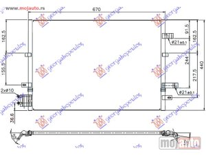 NOVI: delovi  HLADNJAK KLIME ZA SVE MODELE BENZIN/DIZEL (670x451x16) 2002- Ford mondeo 00-07 -dostupno