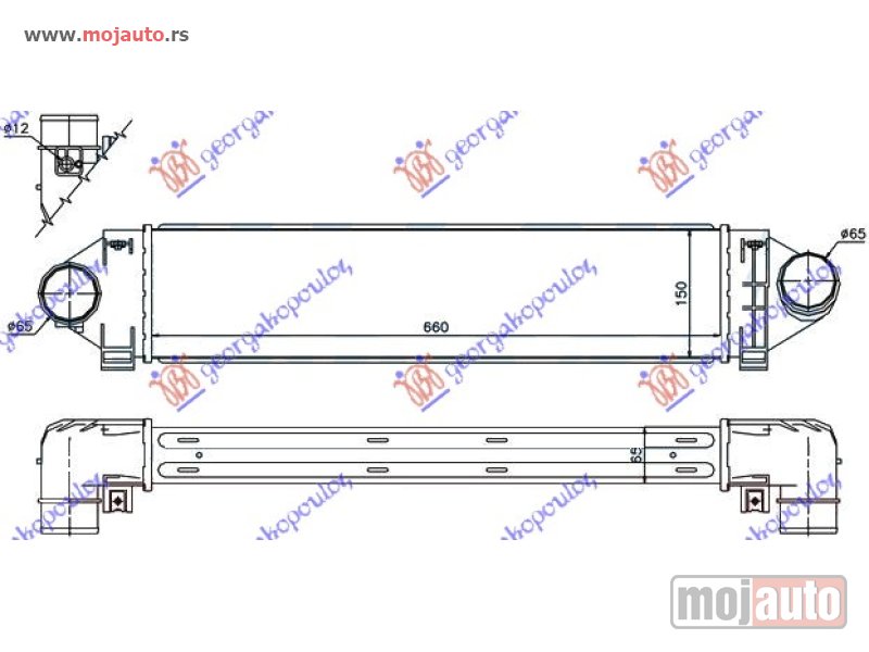 Glavna slika -  HLADNJAK INTERKULERA 2.5 ST225-RS305-RS350 BENZIN (660x150x65) Land rover freelander 07-14 -dostupno - MojAuto