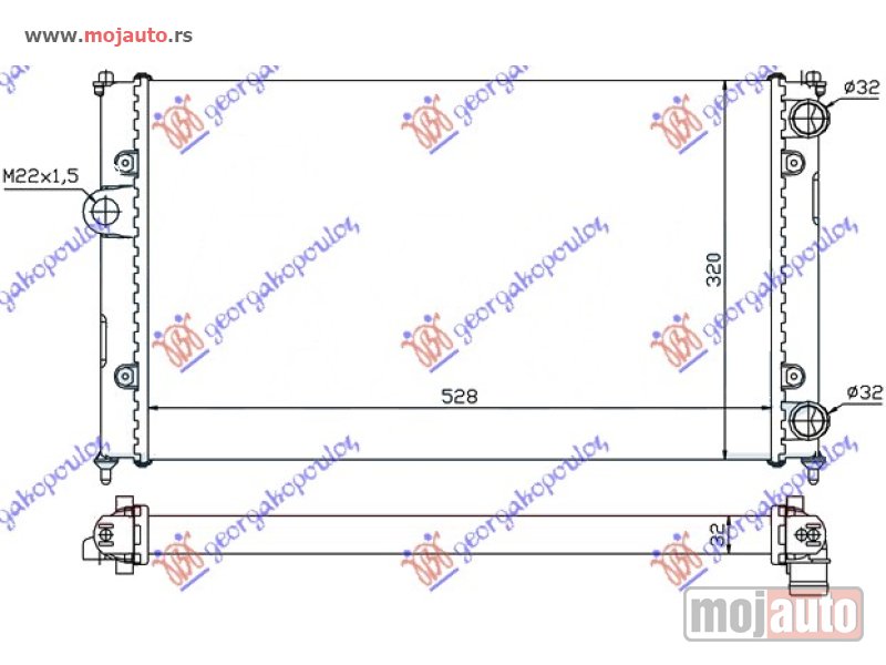 Glavna slika -  HLADNJAK MOTORA 1.6/1.8 8V (-AC) (52x32) Vw polo classic 95-02 -dostupno - MojAuto