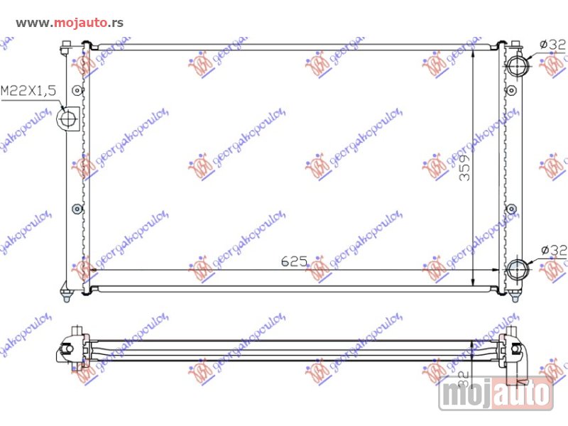 Glavna slika -  HLADNJAK MOTORA 1.6/1.8/2.0 BENZIN / 1.9 TD DIZEL (MAN) (630x380x34) Vw caddy pick-up 96-04 -dostupno - MojAuto