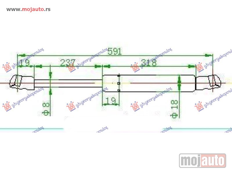 Glavna slika -  AMORTIZER GEPEK VRATA 3/5 VRATA (591L-350N) Opel astra f 95-98 -dostupno - MojAuto