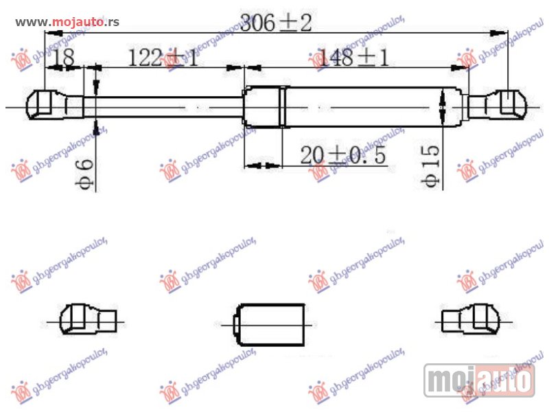 Glavna slika -  AMORTIZER GEPEK VRATA (SEDAN) (305L-45N) Opel vectra b 96-98 -dostupno - MojAuto