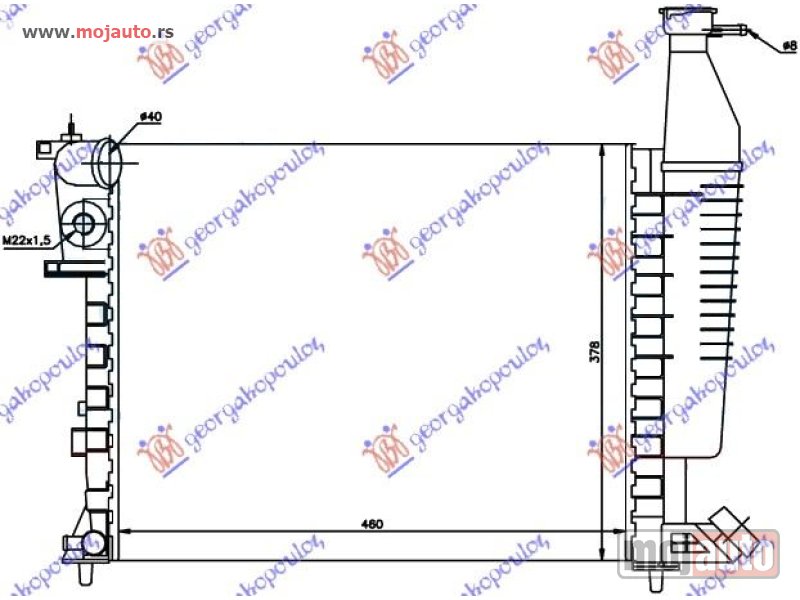 Glavna slika -  HLADNJAK MOTORA 1.1cc (+/-AC) (46x37.8x23) Citroen berlingo 96-02 -dostupno - MojAuto