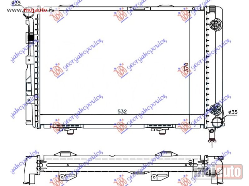 Glavna slika -  HLADNJAK MOTORA 2.0/2.5 D-TD (53x37) Mercedes e class (w124) 93-95 -dostupno - MojAuto