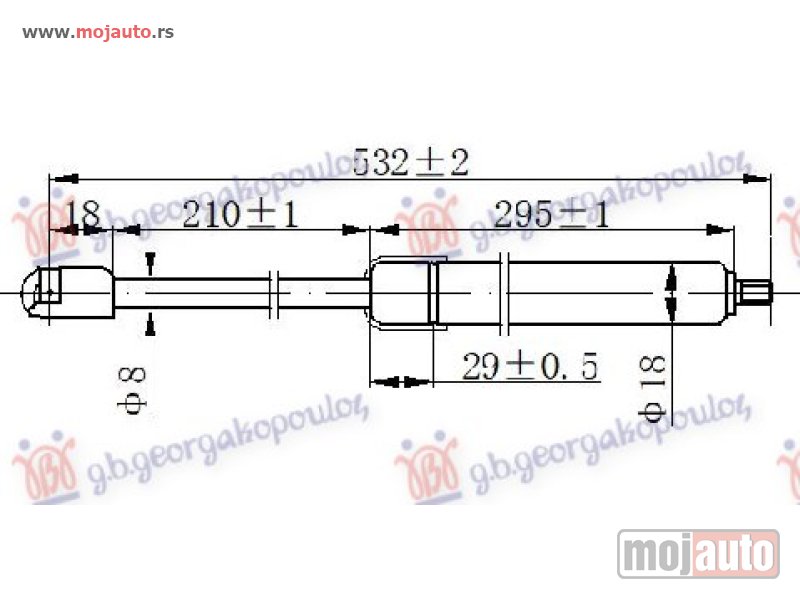 Glavna slika -  AMORTIZER HAUBE (532L-280N) Levo Mercedes c class (w203) sdn/s.w. 00-03 -dostupno - MojAuto