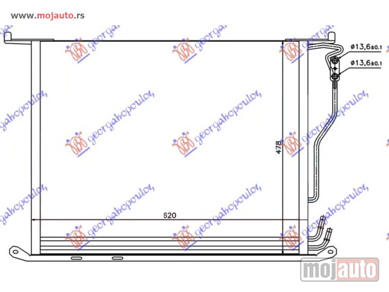 Glavna slika -  HLADNJAK KLIME BENZIN/DIZEL (580x48x16) Mercedes s class (w220) 98-05 -dostupno - MojAuto