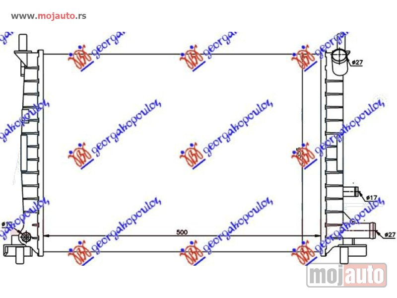 Glavna slika -  HLADNJAK MOTORA 1.0/1.3CC (+AC) (50x36) Ford fiesta 96-99 -dostupno - MojAuto