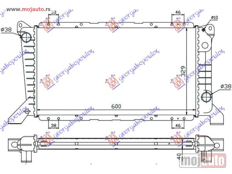 Glavna slika -  HLADNJAK MOTORA 2.5 D (-AC) (60x33) Ford transit 95-00 -dostupno - MojAuto