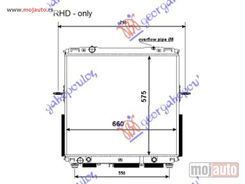 Glavna slika -  HLADNJAK MOTORA 2.4-3.5 BENZIN (AUTO) (+/-AC) (57.8x62.8) 8mm (HALLA TIP) Kia sorento 02-09 -dostupno - MojAuto