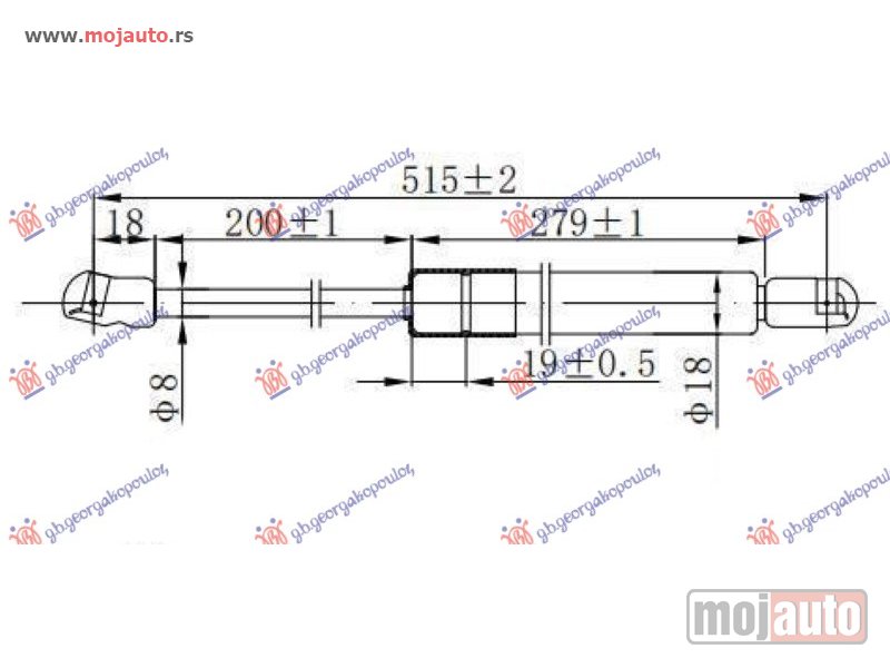 Glavna slika -  AMORTIZER GEPEK VRATA (515L-585N) Hyundai tucson 04-10 -dostupno - MojAuto
