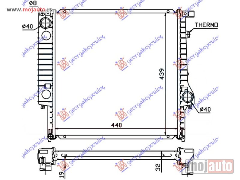 Glavna slika -  HLADNJAK MOTORA 2.0/2.5 BENZIN 6 CILINDARA (44x44x32) Bmw series 3 (e30) 83-87 -dostupno - MojAuto