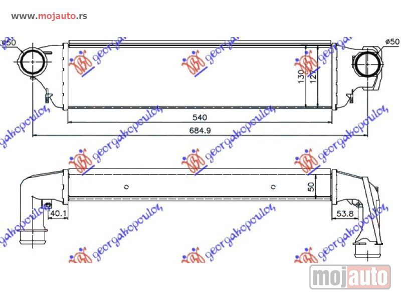 Glavna slika -  HLADNJAK INTERKULERA 2.0TD (54x129x50) (50-50) Bmw series 3 (e46) sdn 99-02 -nedostupno - MojAuto