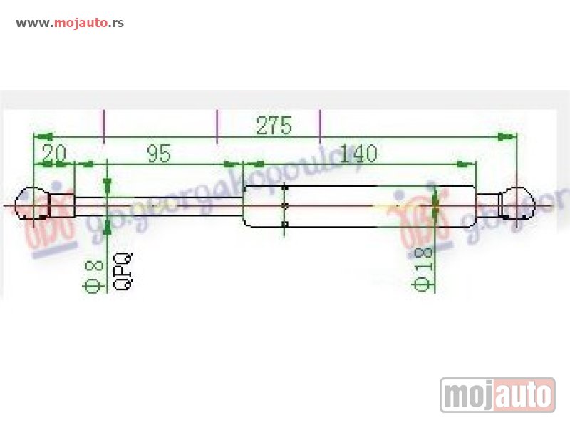 Glavna slika -  AMORTIZER GEPEK VRATA (275L-590N) Audi 80 86-91 -dostupno - MojAuto