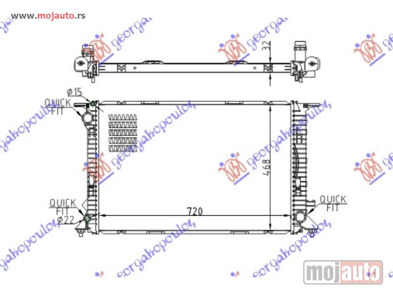 Glavna slika -  HLADNJAK MOTORA 2.7/3.0 Tdi - 3.0 TFSi/3.2 FSI (MAN) (72x47) Audi a5 07-11 -dostupno - MojAuto