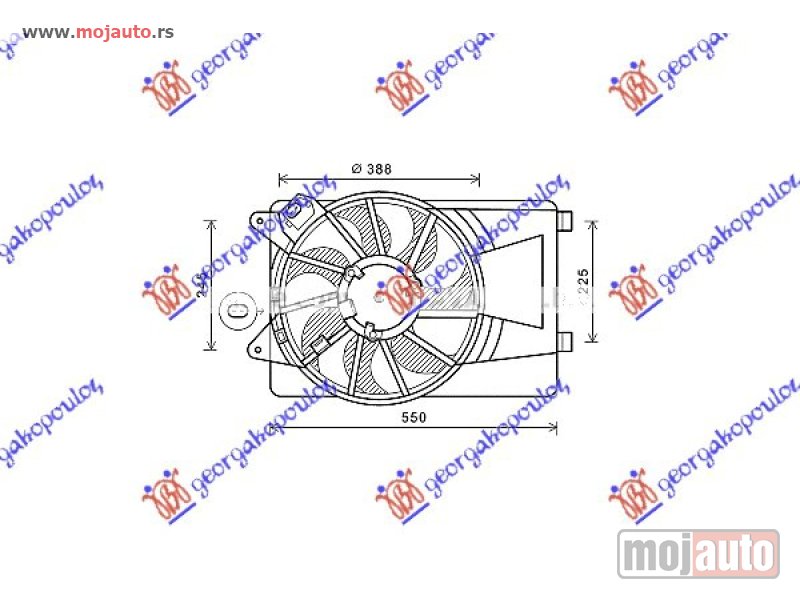 Glavna slika -  VENTILATOR KOMPLET (1.4i 8V/16V) (+AC) Fiat linea 07-13 -nedostupno - MojAuto