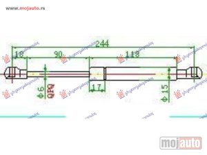 NOVI: delovi  AMORTIZER HAUBE -05 (244L-400N) Volvo v70 00-07 -dostupno