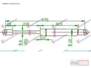 NOVI: delovi  AMORTIZER GEPEK VRATA 93- (576L-310N) Mazda 121 h/b 89-91 -dostupno
