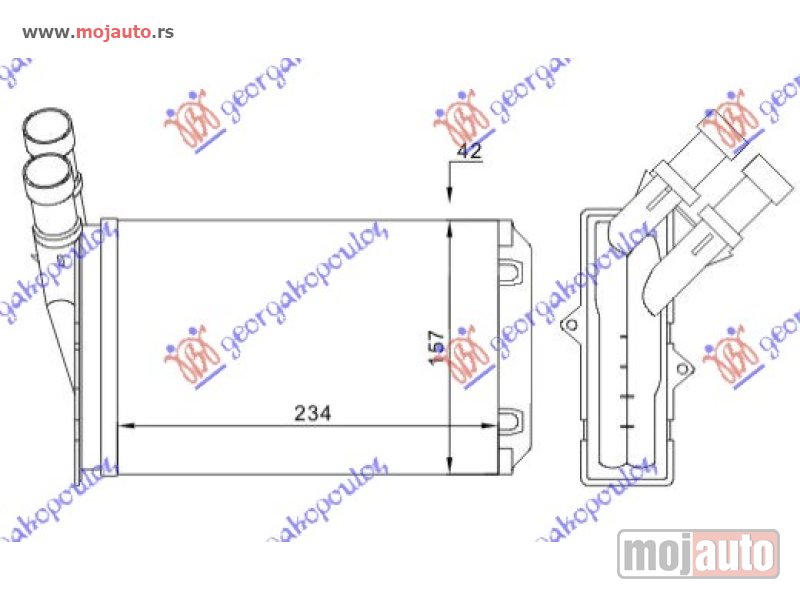 Glavna slika -  GREJAC KABINE (290x140x26) (TIP DENSO) Peugeot partner 08-15 -dostupno - MojAuto