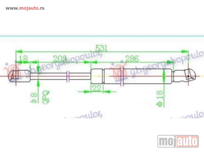 Glavna slika -  AMORTIZER GEPEK VRATA (SPORTBACK) (530L-410N) Audi a3 08-12 -dostupno - MojAuto