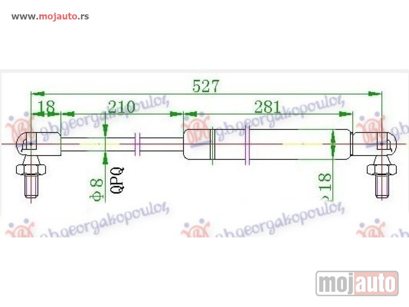 Glavna slika -  AMORTIZER GEPEK VRATA (527L-450N) Skoda favorit 89-94 -dostupno - MojAuto