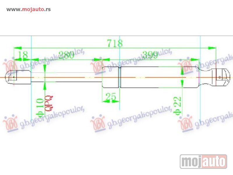 Glavna slika -  AMORTIZER GEPEK VRATA (719L-870N) Vw caddy 04-10 -dostupno - MojAuto