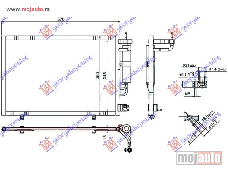 Glavna slika -  HLADNJAK KLIME BENZIN - 1.4 TDCi (530x350x16) 2011- Ford fiesta 08-13 -dostupno - MojAuto